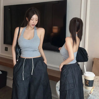 Toffee banding cargo denim Bermuda shorts