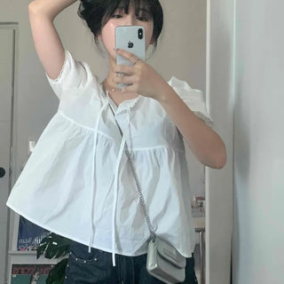Simple Avant-garde Puff Lace Blouse