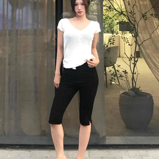 Cut Capri Slim Fit Biker Pants