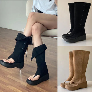 Arteri Suede Boots Flip-flops [6CM]