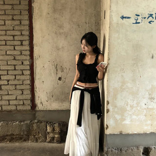 FNA Button Frill Bustier Sleeveless
