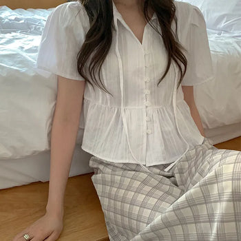Celen Puff Short Sleeve Blouse