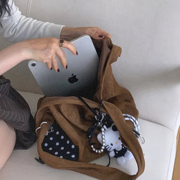 Autumn Suede Shoulder Bag   Bobusang Pouch Daily Travel Bag