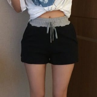 OF Color Block Elastic Waist Shorts
