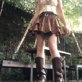 Fairy Eyelet Belt Linen Tiered Skirt