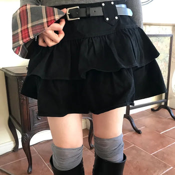 Use Belt Set Cotton Tiered Skirt (2 colors)
