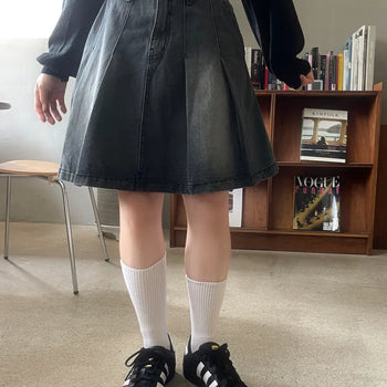 Vintage washed denim tennis skirt
