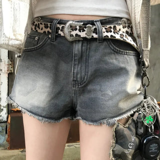 Hip-gyaru Western leopard print belt
