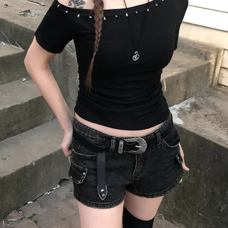 Luminous Vintage Big Buckle Suede Belt