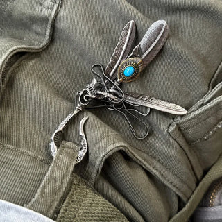Unisex Vintage Indian Feather Keyring