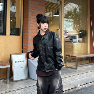 Unisex Seishu Garment Leather Trucker Jacket