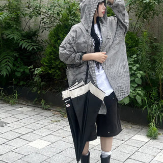 Unisex Tomo Check Hooded Rain Jacket (2 colors)