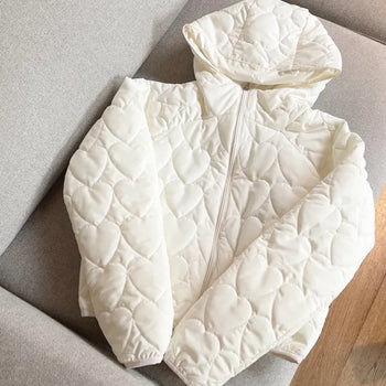 Rubber Heart Quilted Crop Padded Jacket (2 colors)