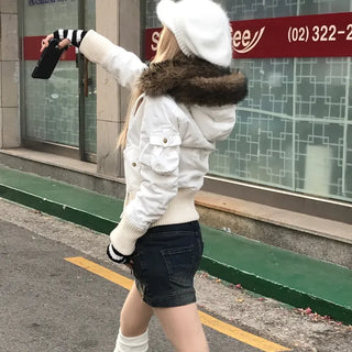 Amane n2b Suede Mustang Fur Hooded Jumper (2 colors)