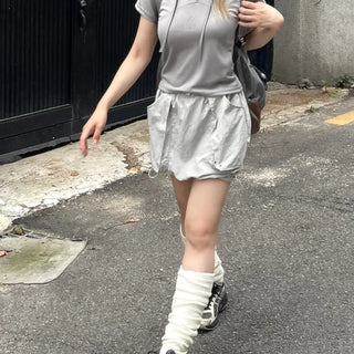 Cooling Gorpcore Zipper Crop Short Sleeve Hoodie