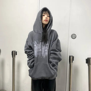 Unisex Kibow Oversized Pigment Washed Fleece Hoodie (2 colors)