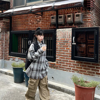 Unisex Shooting Oversized Check Shirt
