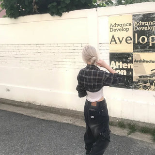 Vintage hip check short crop shirt