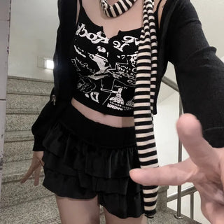 Y2K Punk Rockstar Print Crop Sleeveless (2 colors)