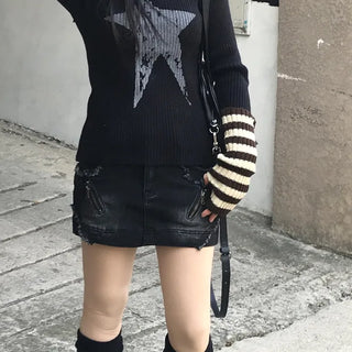 Osaki grunge star ribbed knit
