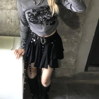 Y2K boat neck butterfly lettering tee