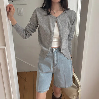 Fine Cashmere Round Neck Knit Cardigan