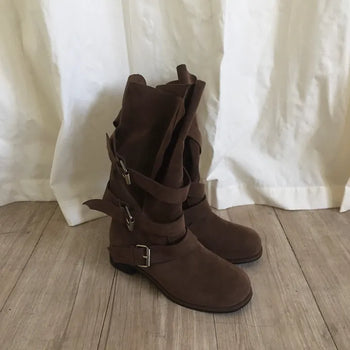 Suede belted boots