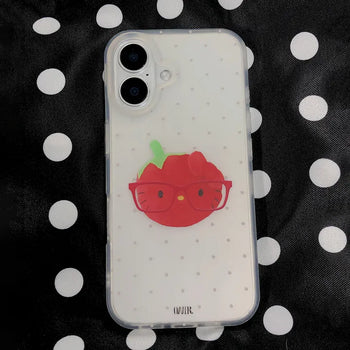 Glasses Tomato Cat Dot Translucent Hard iPhone Case