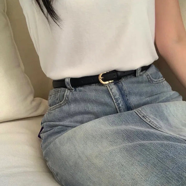 Bruno Round Gold Buckle Belt