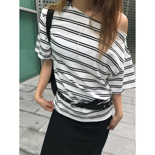 Striped One-Shoulder Tee (3 colors)