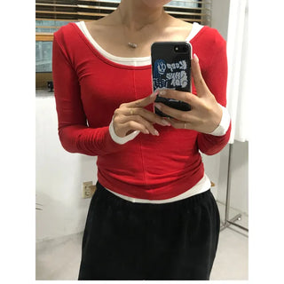Lined U-neck Tee (4 colors)