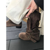 Suede buckle boots