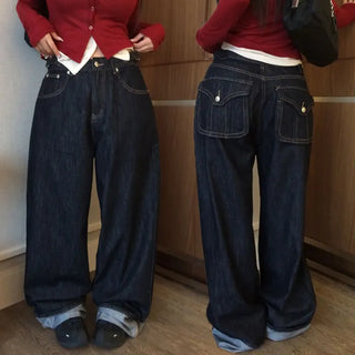 Creamer Buckle Roll-up Denim Wide Pants