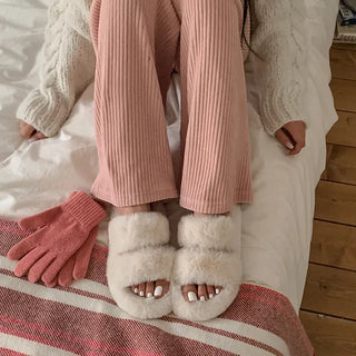 Fluffy mink slippers
