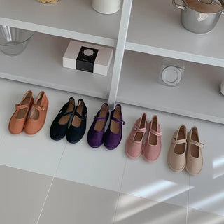 Mary Jane velvet flat shoes