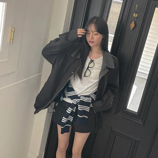 Logan Color Block Collar Oversized Jacket