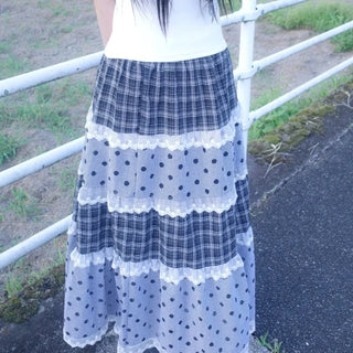 vintage check long sk