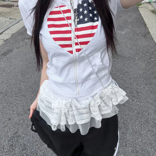 Laura Hart America Crop Zip-Up Hoodie (2 colors)