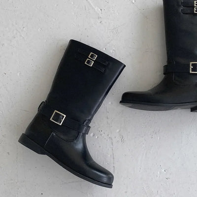 Buckle Middle Boots   Daily Platform Half Boots