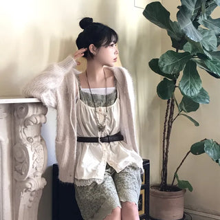 Herb Mori Girl Lace Button Sleeveless Bustier (2 colors)