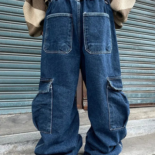 Unisex Noah Medium Blue Stitch Cargo Wide Pants