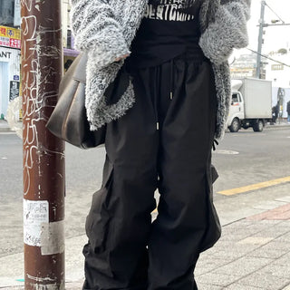 Unisex Overbanded Cargo Shirred Pants (2 colors)
