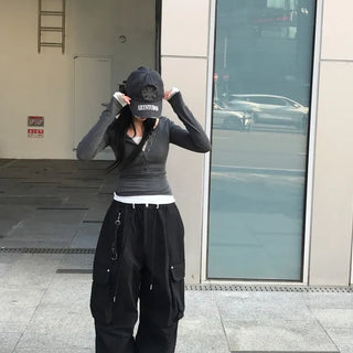 Unisex Uchida Dart Cargo Cotton Wide Pants (2 colors)