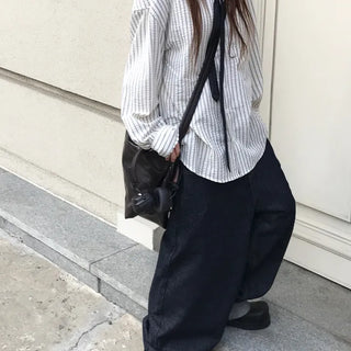 Unisex Shinku Curved Roll-up Raw Denim Pants