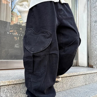 Unisex Dear Daily Heart Denim Cargo Pants