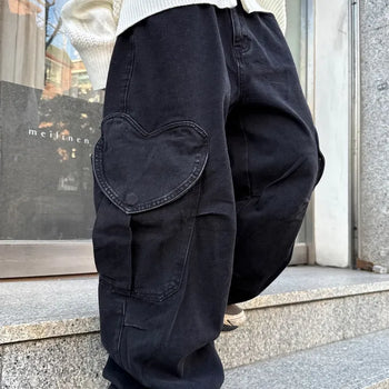 Unisex Dear Daily Heart Denim Cargo Pants