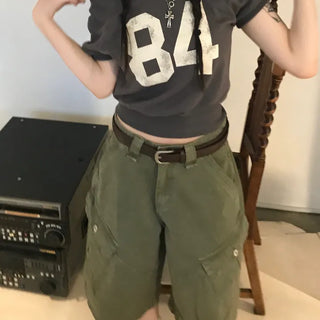 New Ayano Hip Girl One-Shoulder Short Sleeve Sweatshirt (2 colors)
