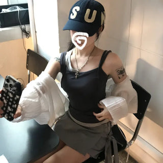 Shiho Layered Unique Color Block Sleeveless Top (2 colors)
