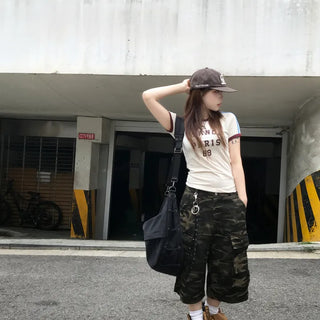 Yuka Vintage Hip Girl Ringer Track Short Sleeve T-shirt