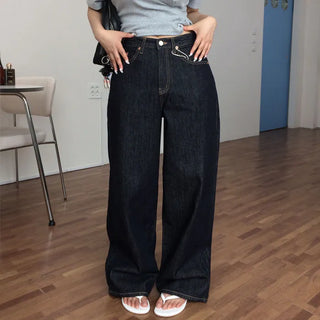 Wind raw denim wide pants